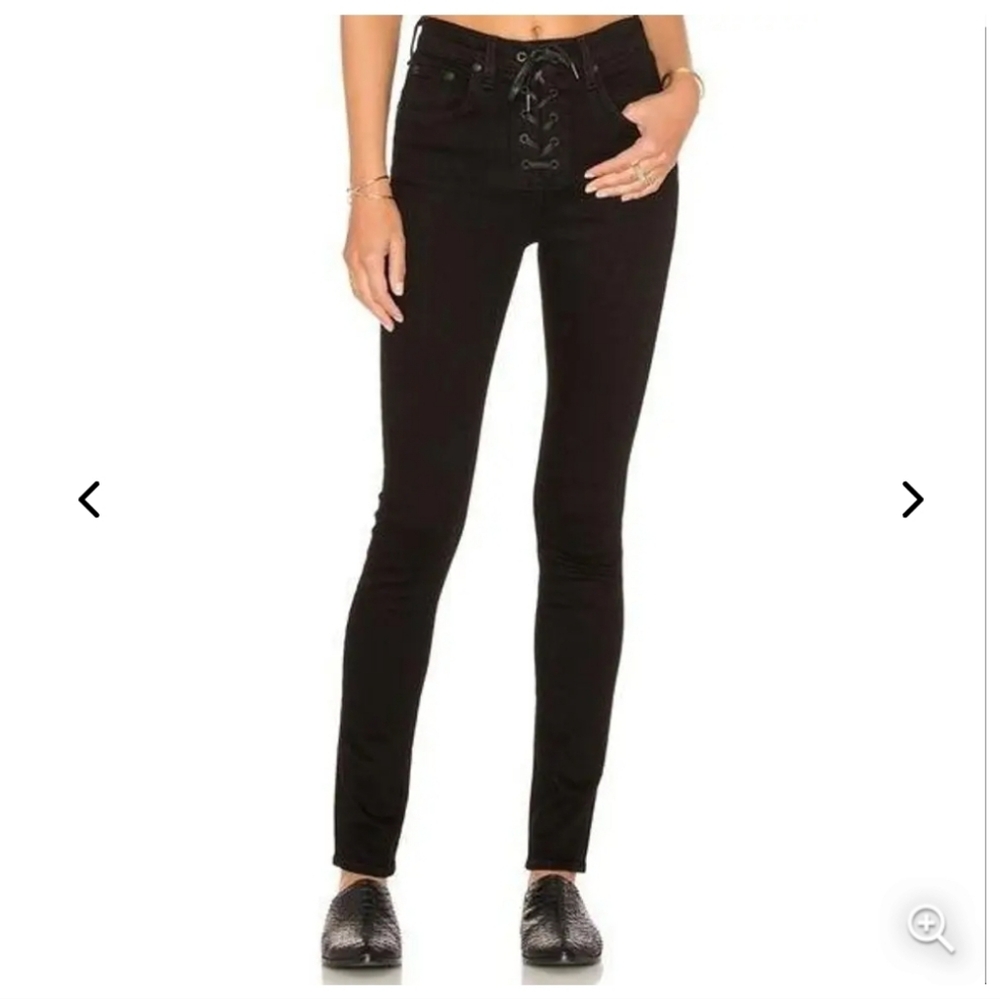 Rag & Bone High Rise Skinny Black Lace-Up Women Jeans Sz 23
